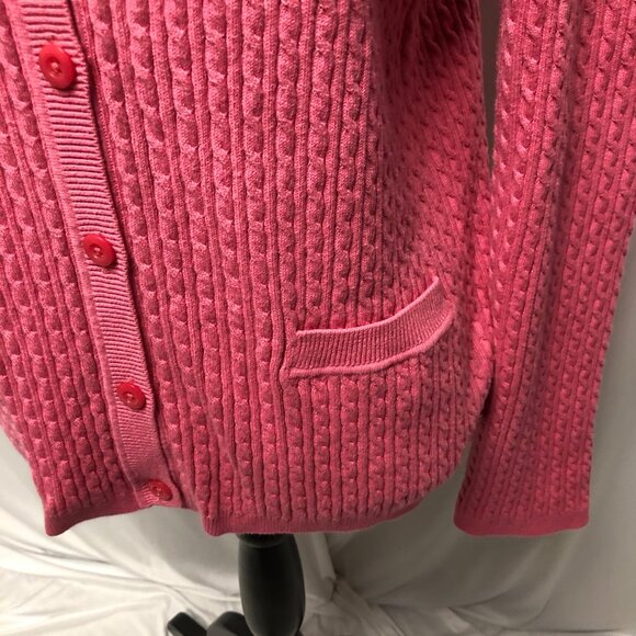 Jones New York Signature Cable Knit Cardigan Womens Size XL Pink Sweater Office - Picture 3 of 9